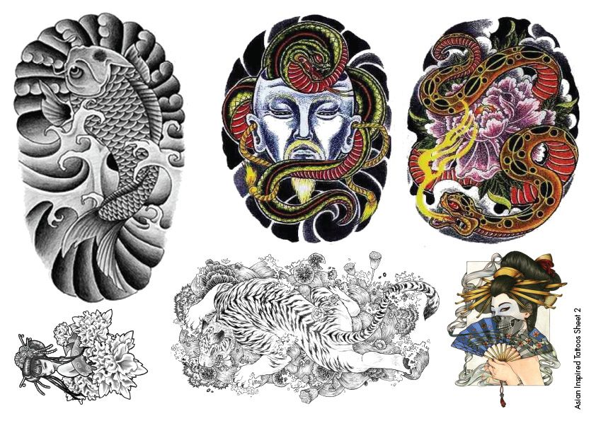 Temporary Tattoos Guru Asian Inspired Oriental Body Art Amazing Raymond